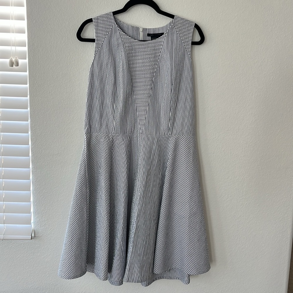 NWT Armani Exchange Blue and White Seersucker Dress Size 12
